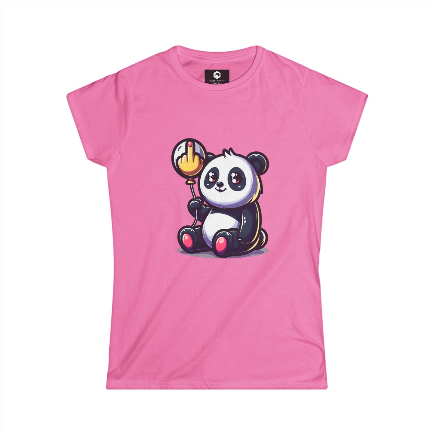 Funny Panda Women's Tee with Middle Finger Balloon Design