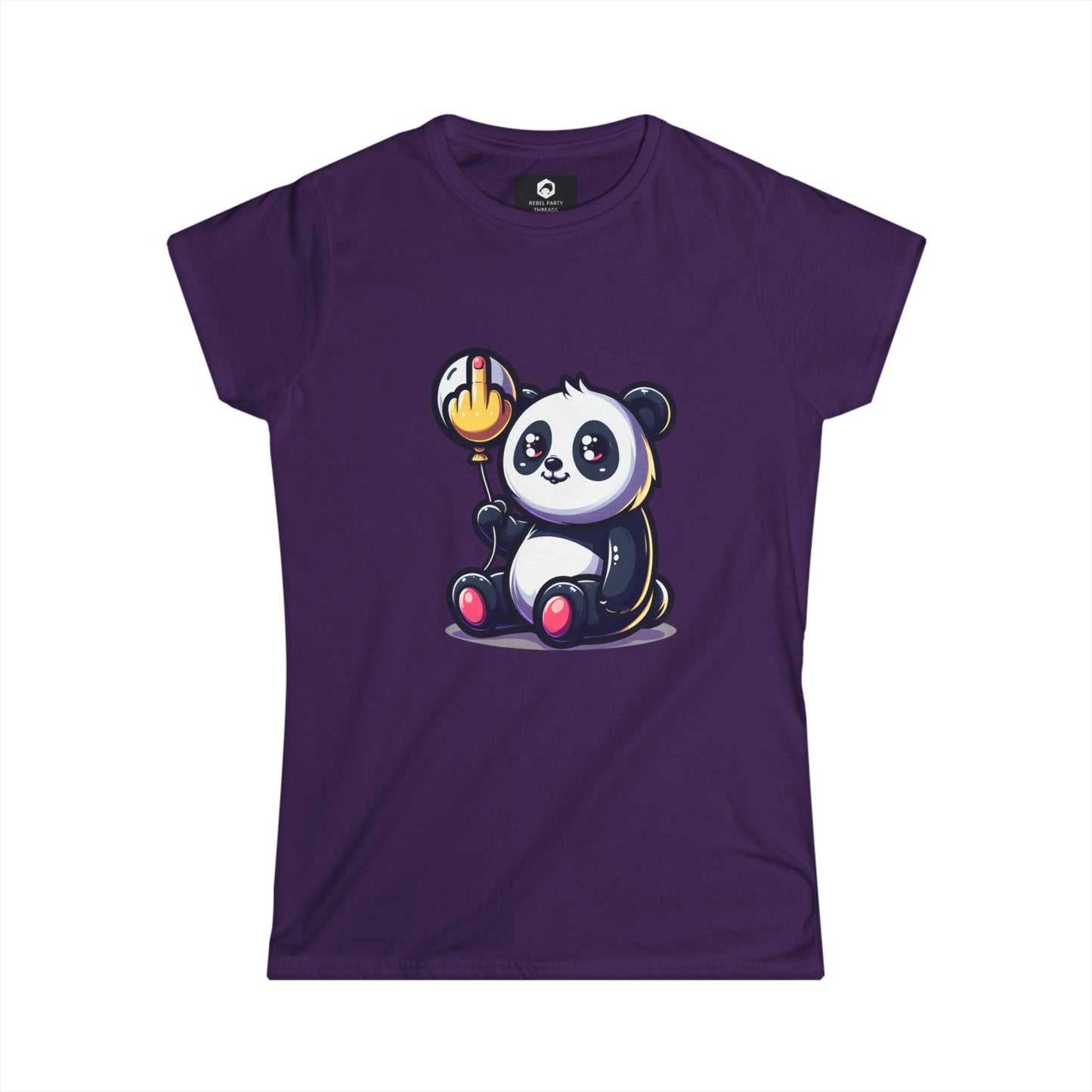 Funny Panda Women's Tee with Middle Finger Balloon Design