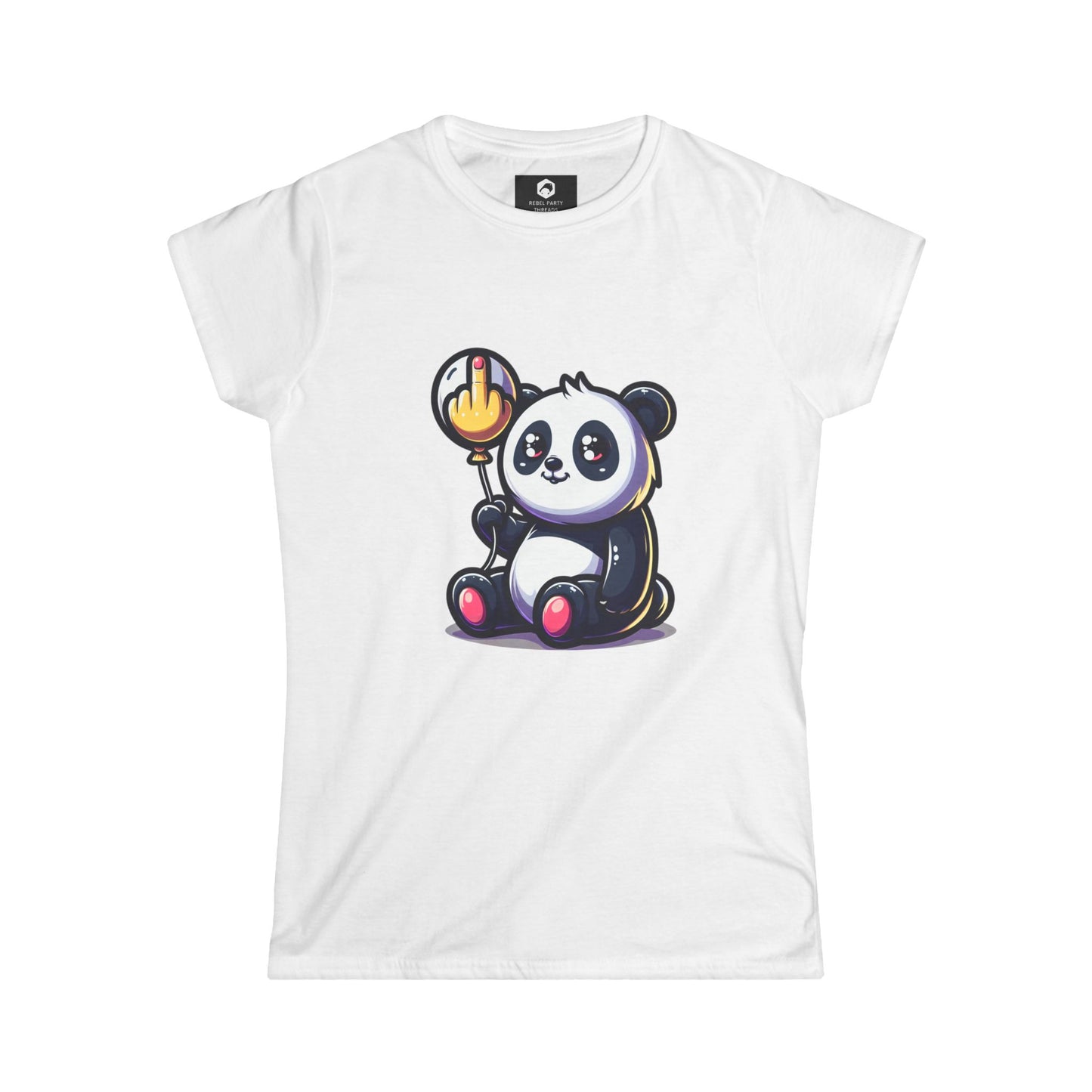 Funny Panda Women's Tee with Middle Finger Balloon Design