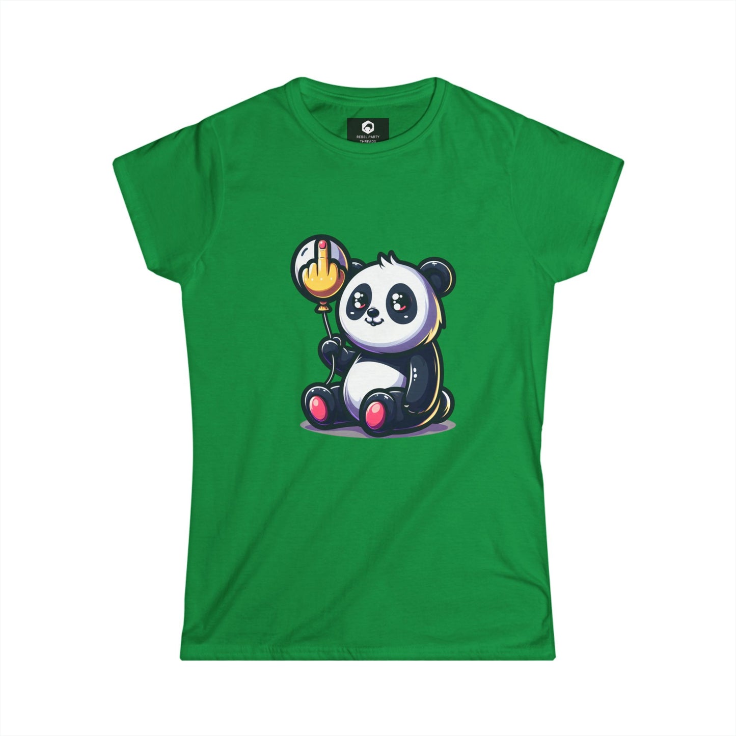 Funny Panda Women's Tee with Middle Finger Balloon Design