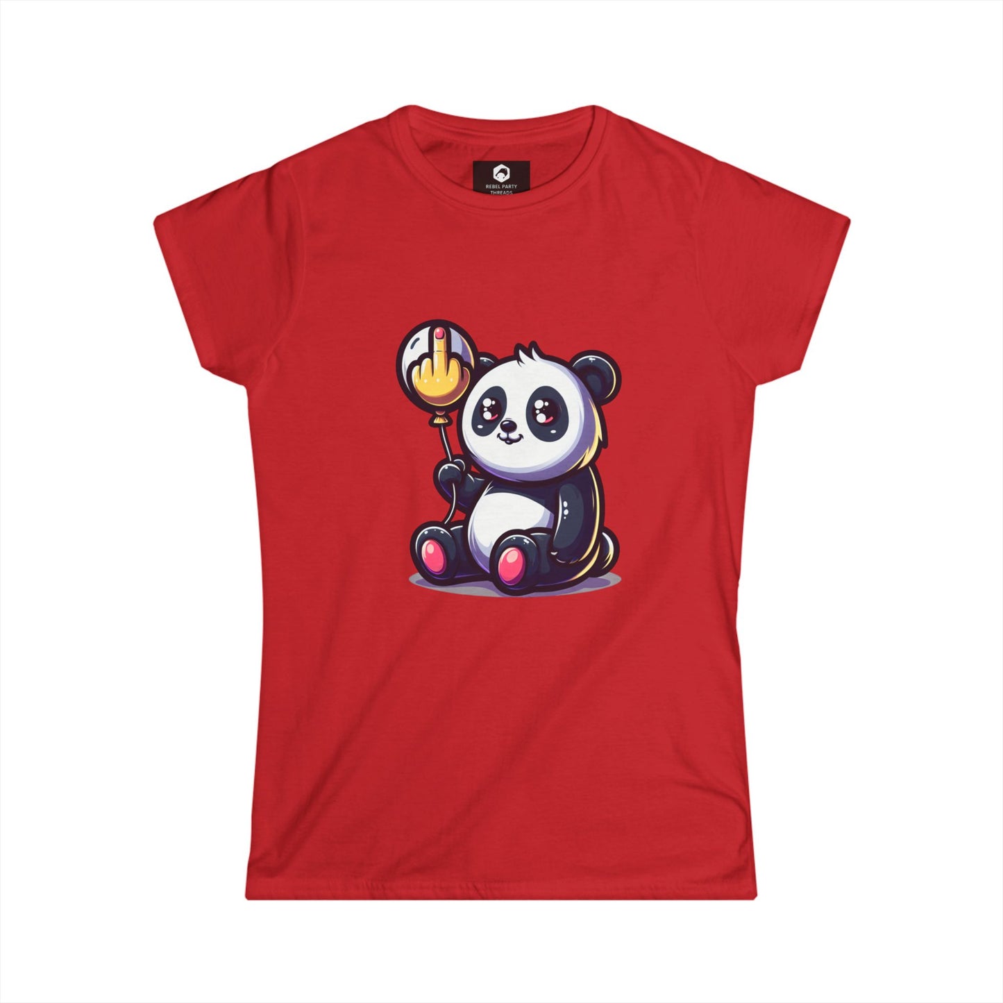 Funny Panda Women's Tee with Middle Finger Balloon Design