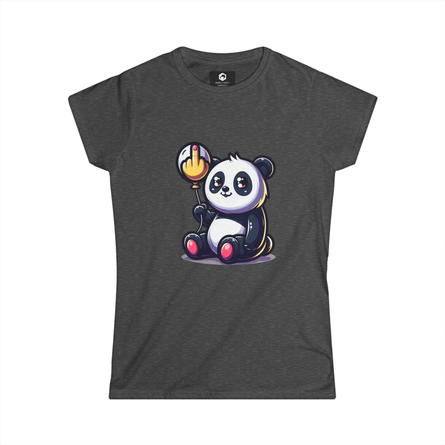 Funny Panda Women's Tee with Middle Finger Balloon Design