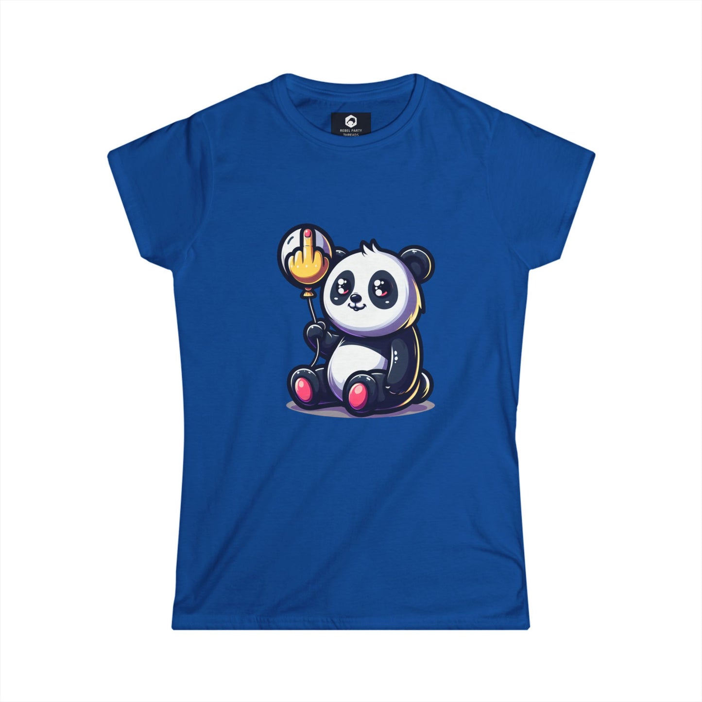 Funny Panda Women's Tee with Middle Finger Balloon Design